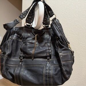 Laundry By Shelli Segal Black Tote with Chain Accent